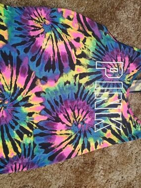 PINK Tie-Dye Active Tank Top - Neon Rainbow